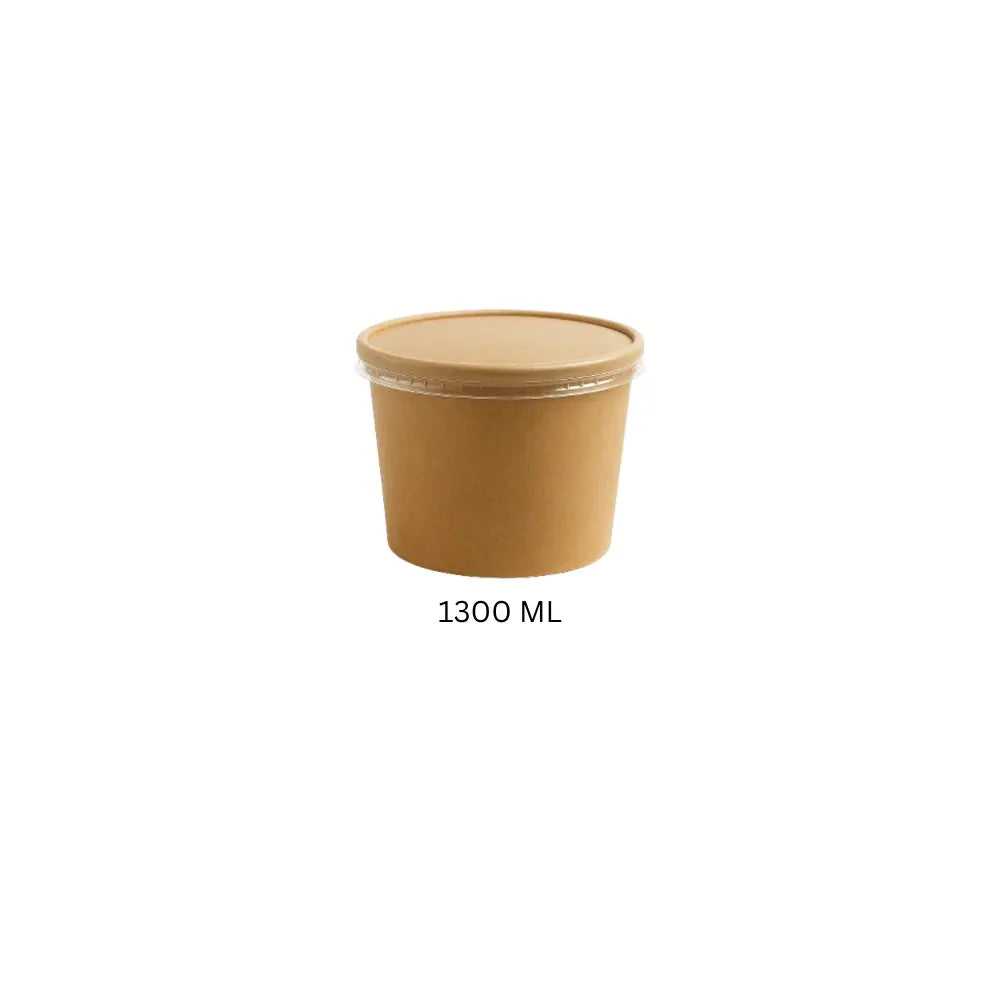KRAFT, 1300 ML, ROUND + LID (10 PCS)