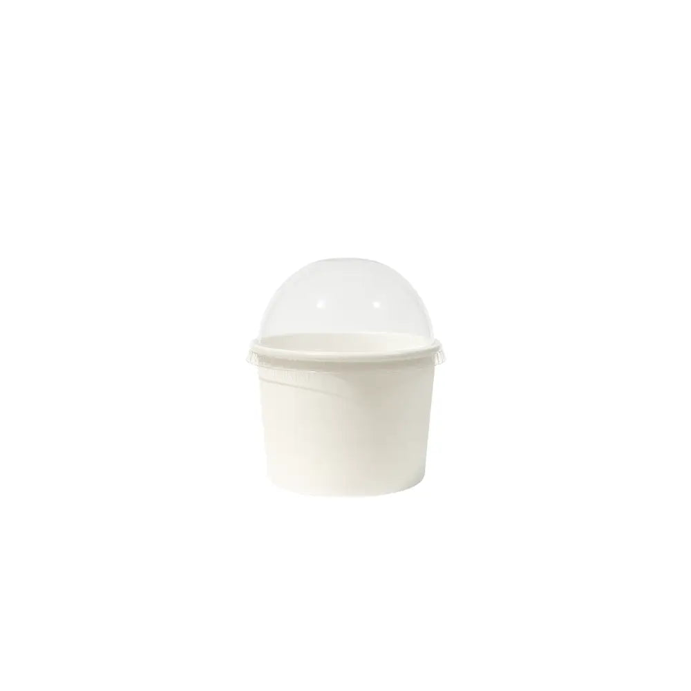 ICE CREAM CUP, 4 OZ, PAPER, WHITE, WITH DOME LID (50 PCS)