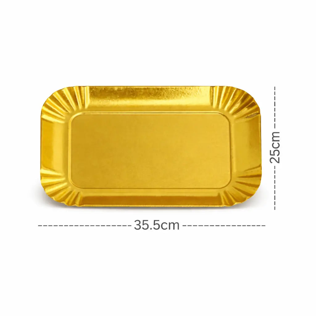 PAPER TRAY RECTANGLE GOLDEN 25X35.5CM HD
