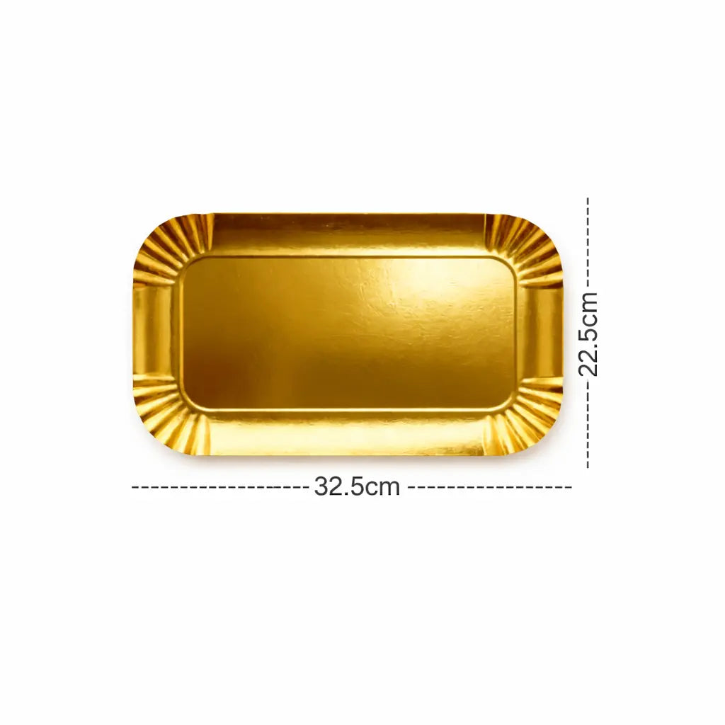 PAPER TRAY RECTANGLE GOLDEN 32.5X22.5CM HD