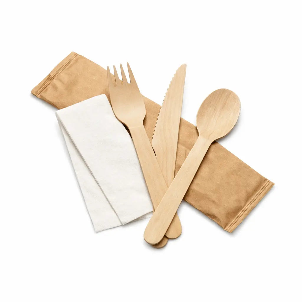 WOODEN CUTLERY SET 1*4 ITEM (10 PKT)