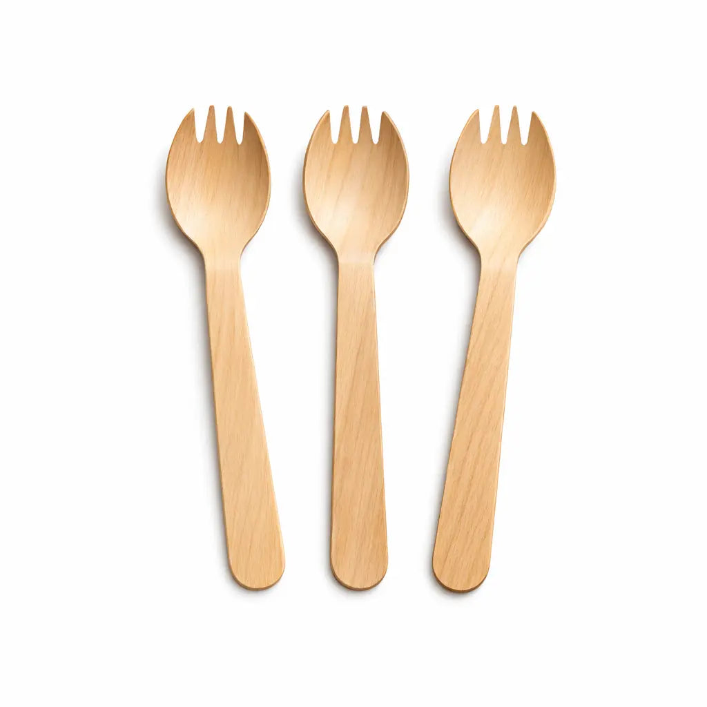 WOODEN SPORK, 105 MM (50 PCS)