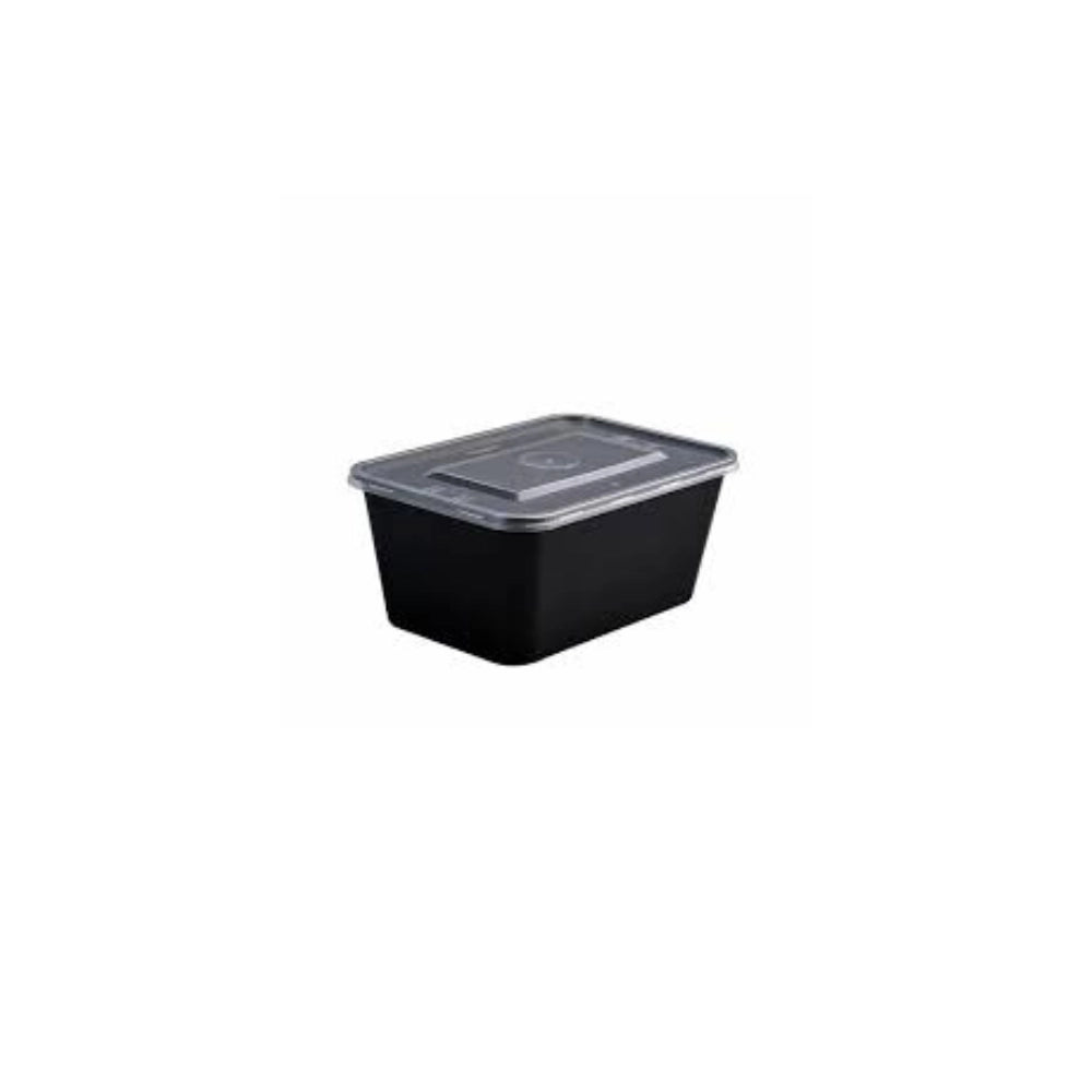 M/W, 1500 ML, RECT, BLACK W LID (1*5 PCS)