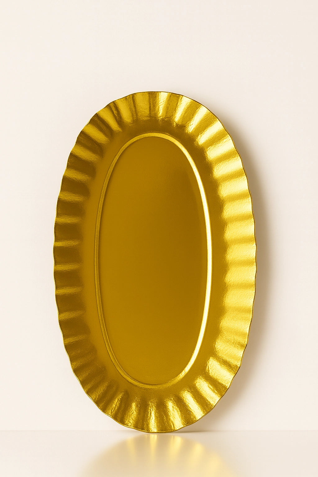 PAPER TRAY OVAL GOLDEN 33X17CM HD
