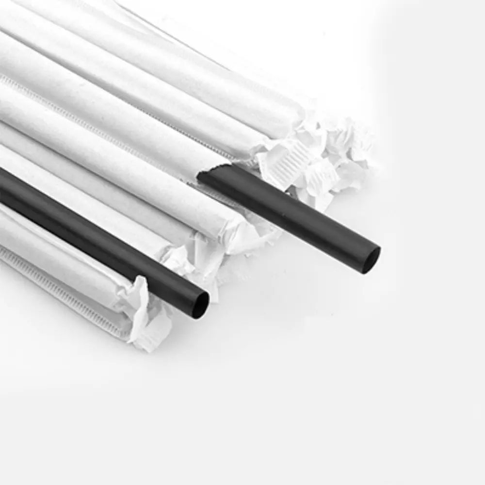 STRAW, PLASTIC, PAPER WRAPPED